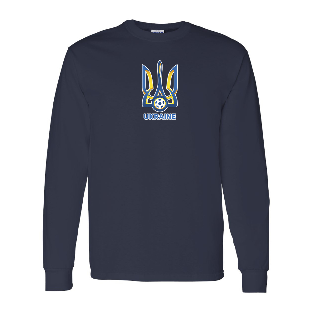 Men'sUkraine National Football Soccer Team Gildan Heavy Cotton Long Sleeve T-Shirt